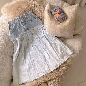 Vintage 80s JEANJER Denim cotton Jean Skirt Maxi